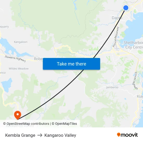 Kembla Grange to Kangaroo Valley map