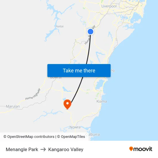 Menangle Park to Kangaroo Valley map