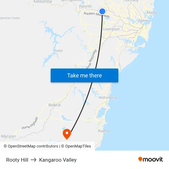 Rooty Hill to Kangaroo Valley map