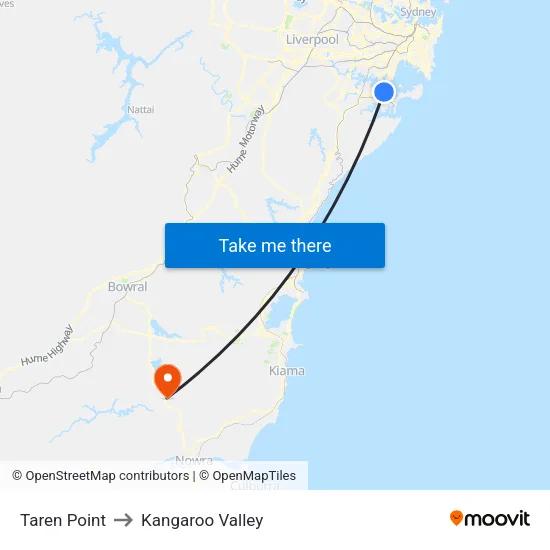 Taren Point to Kangaroo Valley map