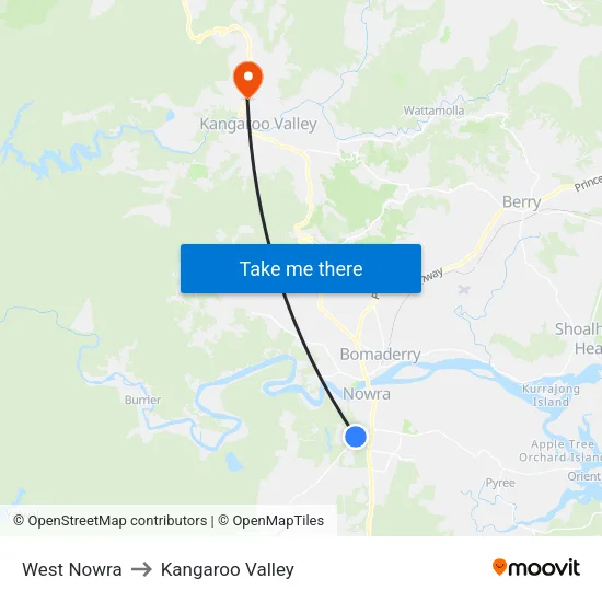 West Nowra to Kangaroo Valley map