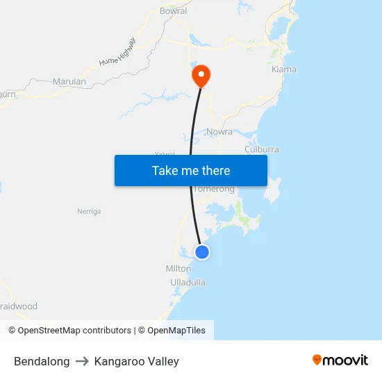 Bendalong to Kangaroo Valley map