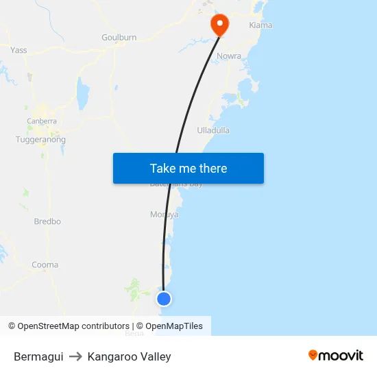 Bermagui to Kangaroo Valley map