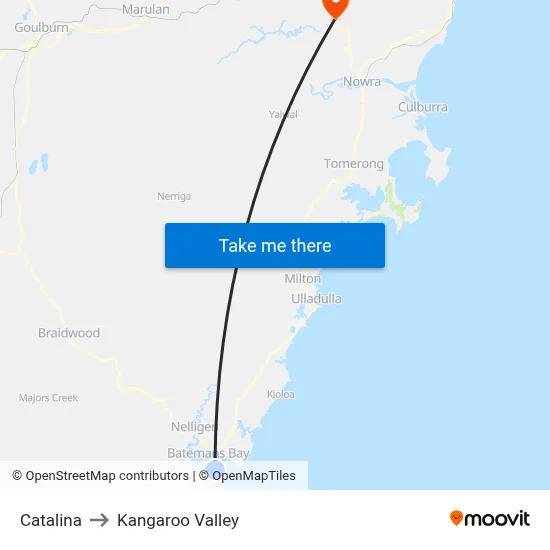 Catalina to Kangaroo Valley map