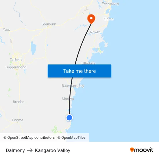 Dalmeny to Kangaroo Valley map