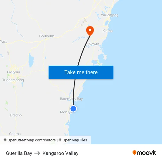 Guerilla Bay to Kangaroo Valley map