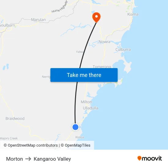 Morton to Kangaroo Valley map