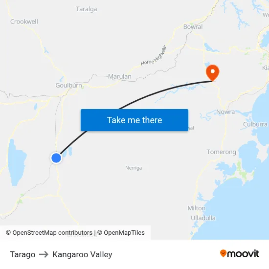 Tarago to Kangaroo Valley map