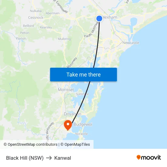 Black Hill (NSW) to Kanwal map