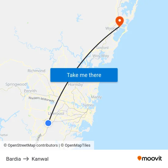 Bardia to Kanwal map