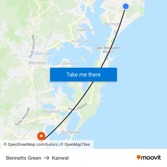 Bennetts Green to Kanwal map