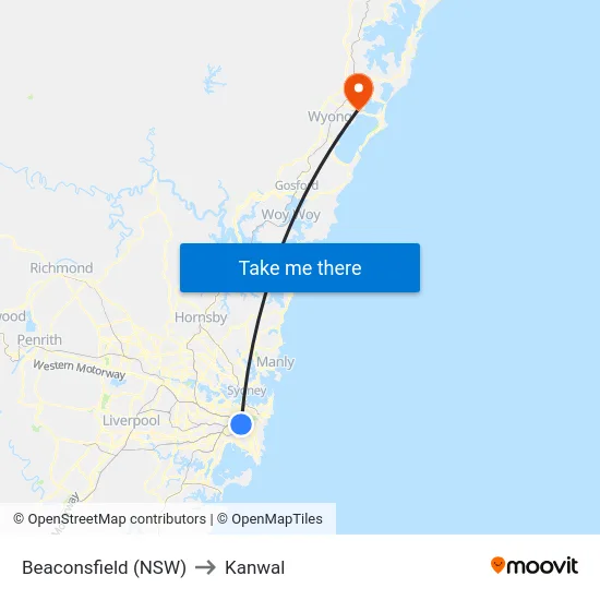 Beaconsfield (NSW) to Kanwal map