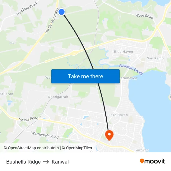 Bushells Ridge to Kanwal map
