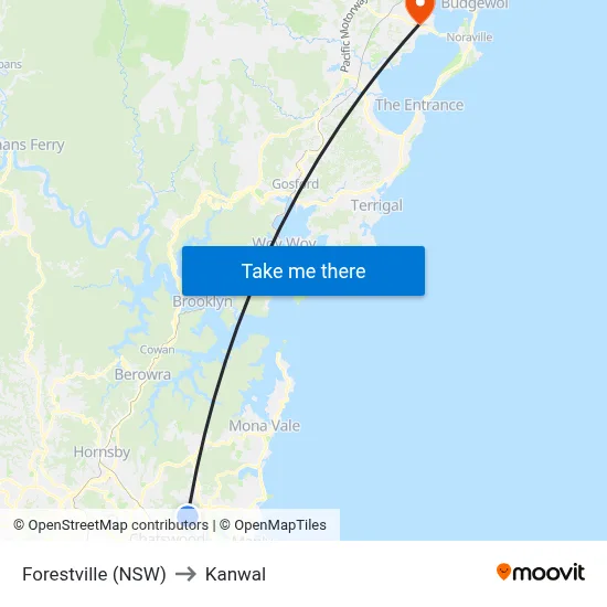 Forestville (NSW) to Kanwal map