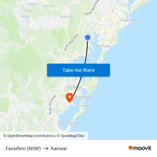 Fassifern (NSW) to Kanwal map