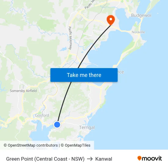 Green Point (Central Coast - NSW) to Kanwal map
