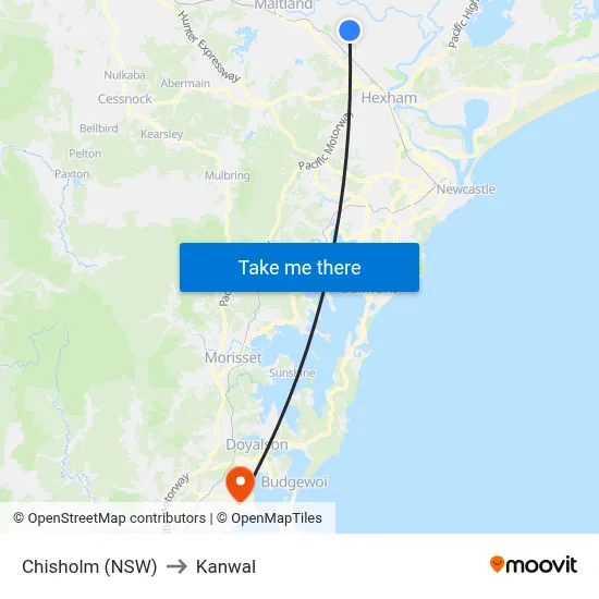 Chisholm (NSW) to Kanwal map