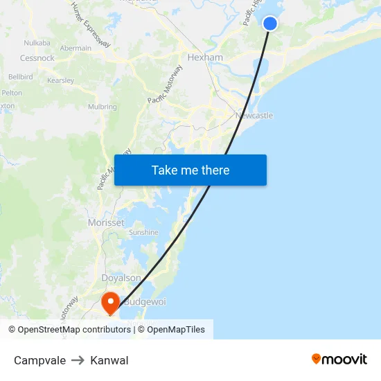 Campvale to Kanwal map