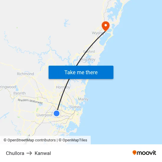Chullora to Kanwal map