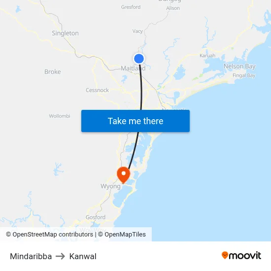 Mindaribba to Kanwal map
