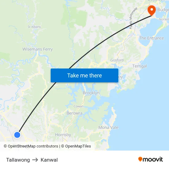 Tallawong to Kanwal map