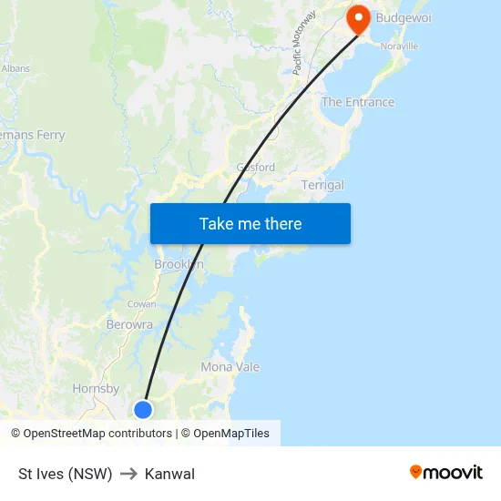 St Ives (NSW) to Kanwal map