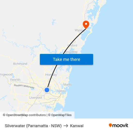 Silverwater (Parramatta - NSW) to Kanwal map