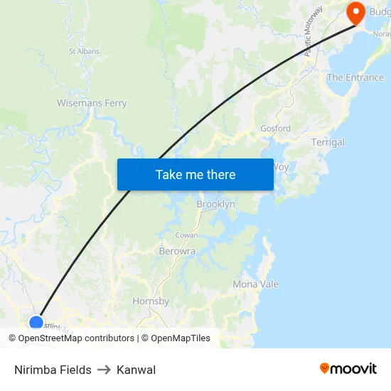 Nirimba Fields to Kanwal map
