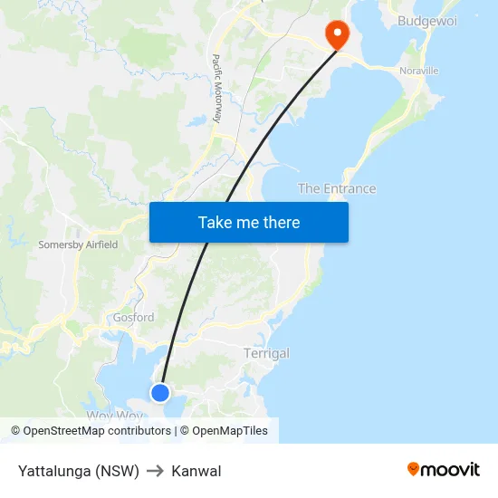 Yattalunga (NSW) to Kanwal map