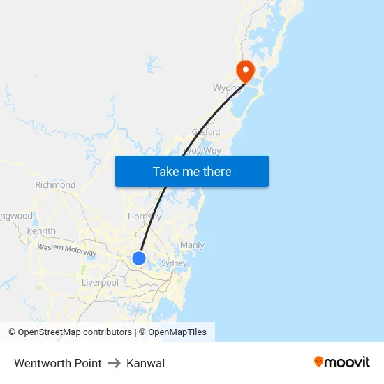 Wentworth Point to Kanwal map