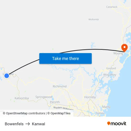 Bowenfels to Kanwal map