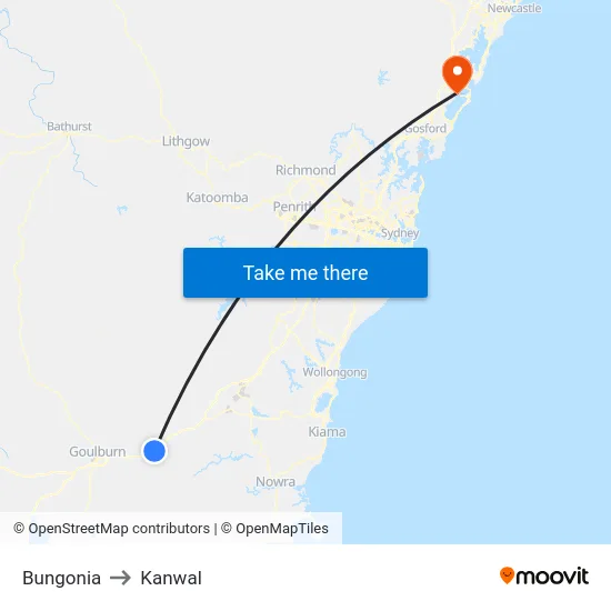 Bungonia to Kanwal map
