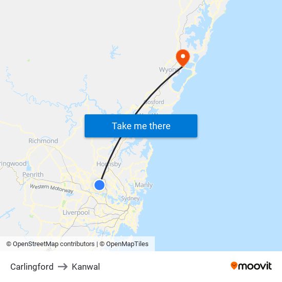 Carlingford to Kanwal map