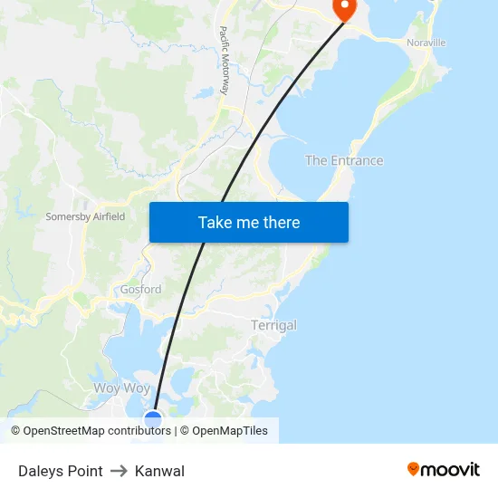 Daleys Point to Kanwal map