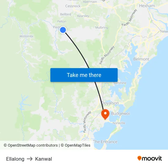 Ellalong to Kanwal map