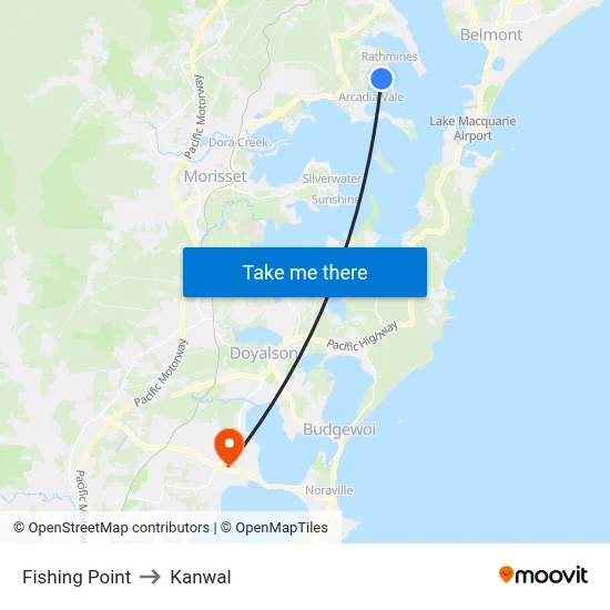 Fishing Point to Kanwal map