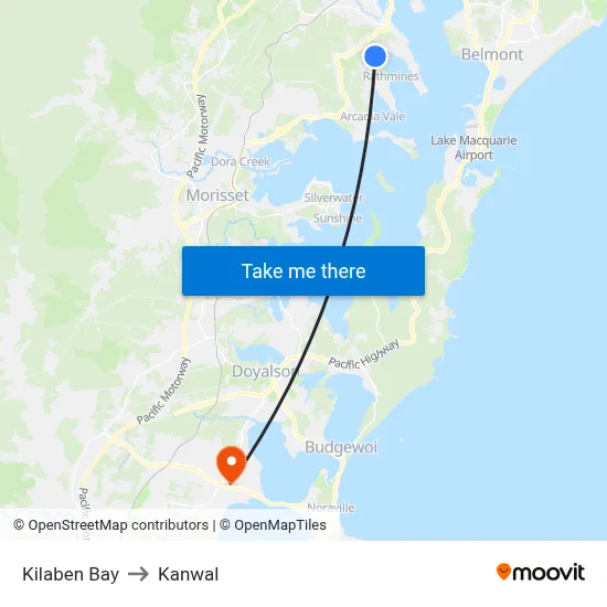 Kilaben Bay to Kanwal map