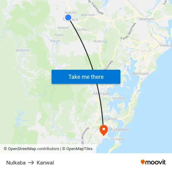 Nulkaba to Kanwal map