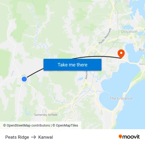 Peats Ridge to Kanwal map