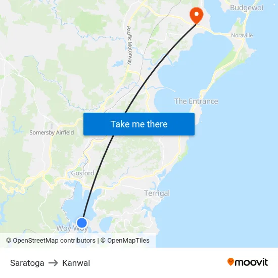 Saratoga to Kanwal map