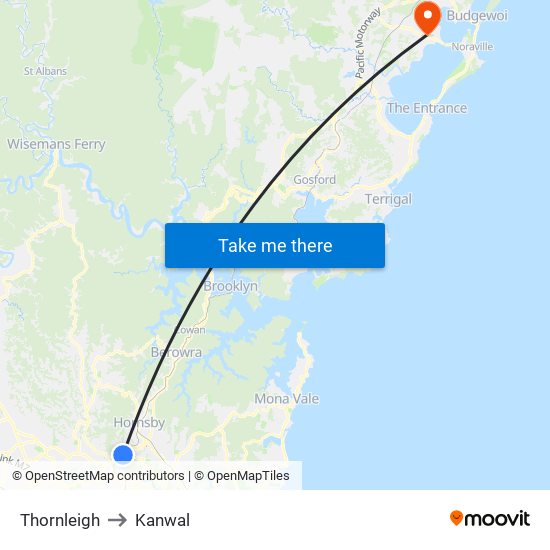 Thornleigh to Kanwal map