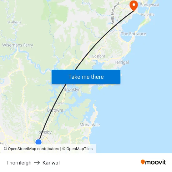 Thornleigh to Kanwal map