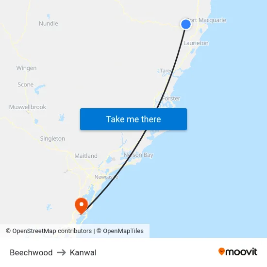 Beechwood to Kanwal map