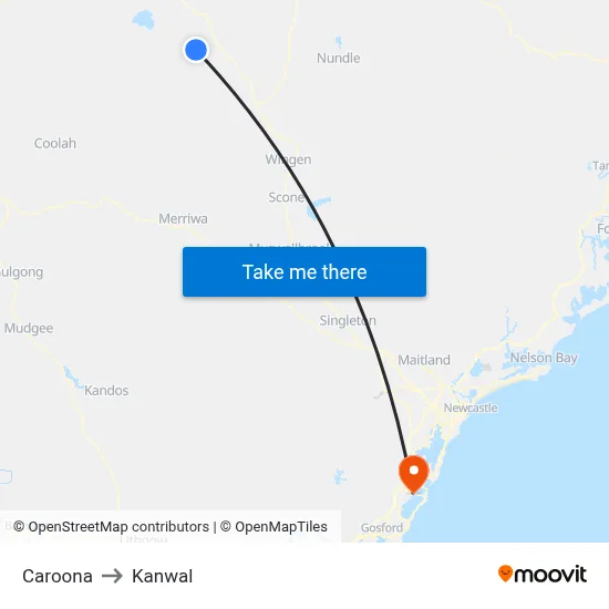 Caroona to Kanwal map