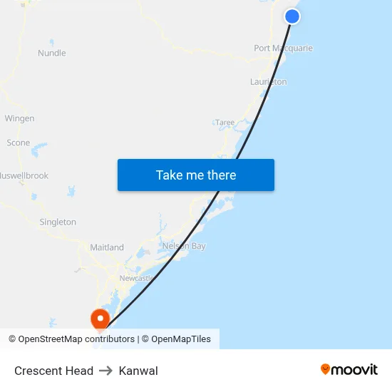 Crescent Head to Kanwal map
