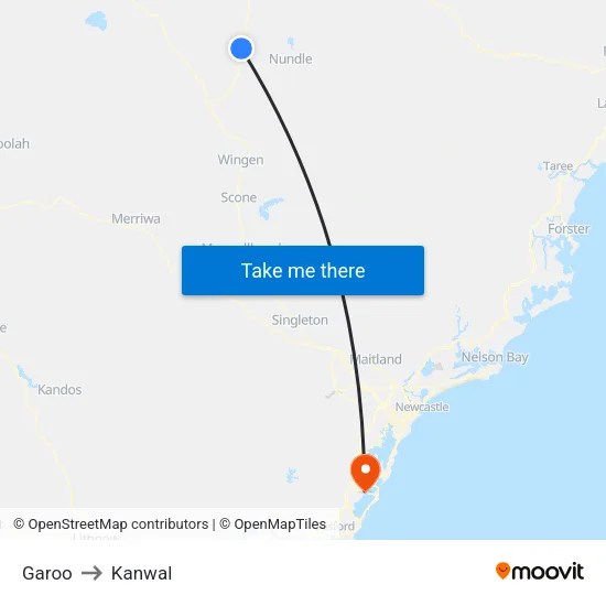 Garoo to Kanwal map