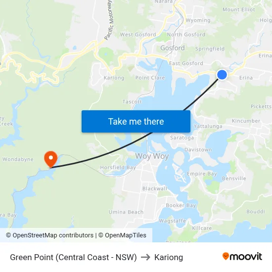 Green Point (Central Coast - NSW) to Kariong map
