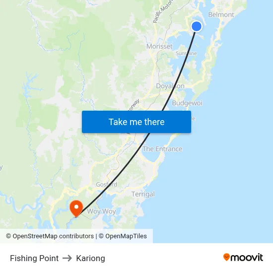 Fishing Point to Kariong map