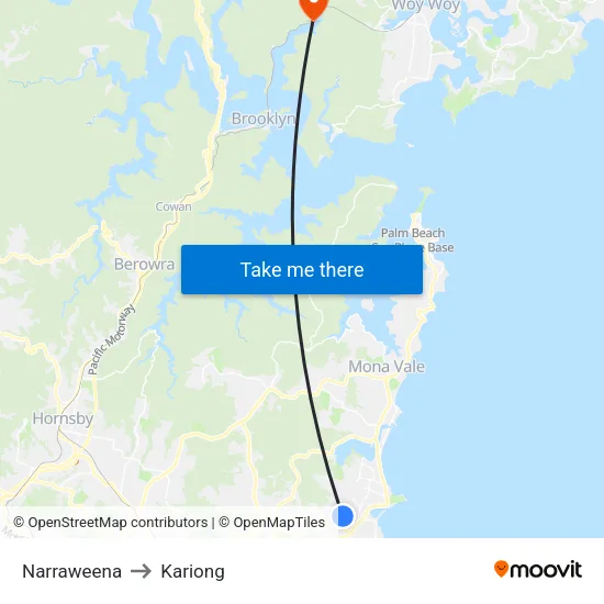 Narraweena to Kariong map