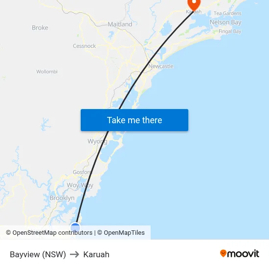 Bayview (NSW) to Karuah map